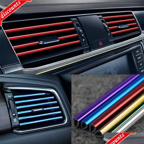 Otros accesorios interiores 10 PCS 20 cm Coche Aire acondicionado Salida de ventilación Tiras de ajuste Cromo PVC Colorf Brillante para decoración Drop Deliv Dhkc0