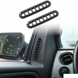 Otros accesorios interiores 2 unids puerta anillo de ventilación de aire decoración de ajuste Er para Ford F150 Raptor 2009-2014 Entrega de caída de carbono Automóviles Motor DHWPI