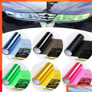 Otros accesorios interiores 30X60Cm Luz del coche Faros delanteros Luz trasera Tinte Película de vinilo Hoja adhesiva Niebla Lámpara trasera Mate Gota de humo Entregar Dhkwy