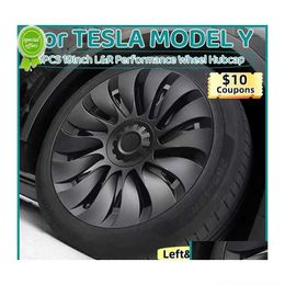 Autres accessoires intérieurs 4Pcs 19Inch Hub Cap Pour Tesla Model Y 2023 Wheel Hubcapperformance Remplacement Right Left Hubcap Fl Rim E Dhtzn