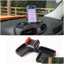 Otros accesorios interiores Abs Car Dash Phone Holder Mount Storage Tray Kit Negro para Jeep Renegade Agregar Drop Delivery Móviles Motorcy DHWLQ