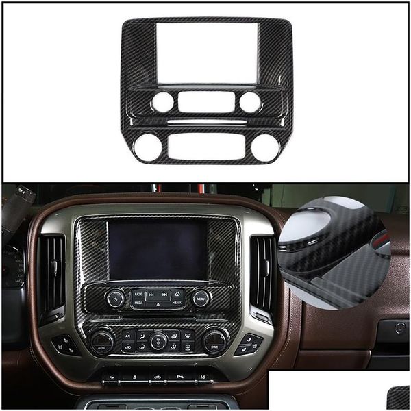 Outros acessórios interiores Abs Painel de tela de navegação central Er Trims Fibra de carbono 1Pc para Chevrolet Sierado Gmc Sierra 2014- Interior A Dh961