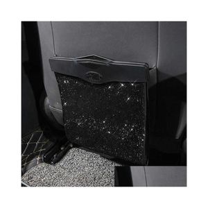 Autres accessoires intérieurs Sac à ordures de voiture Bling Poubelle d'adsorption magnétique étanche Siège arrière Poche de rangement suspendue Leakproof Dhrmi