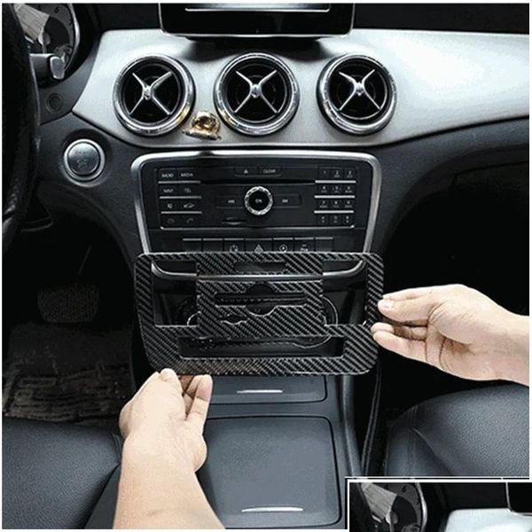 Autres accessoires intérieurs Panneaux en fibre de carbone de voiture Voitures CD Panneau de commande de climatisation Er Trim pour Benz Classe A Gla Cla --- Drop De Otml6