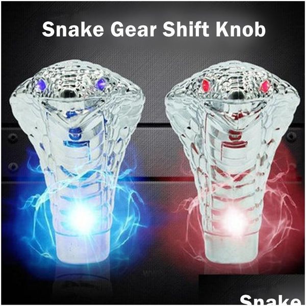 Otros accesorios interiores Manual Gear Stick Shift Shifter Serpiente Car Styling Azul / Rojo LED Luz Ojos Interior Accesorio Perilla Drop Del Dhzqk