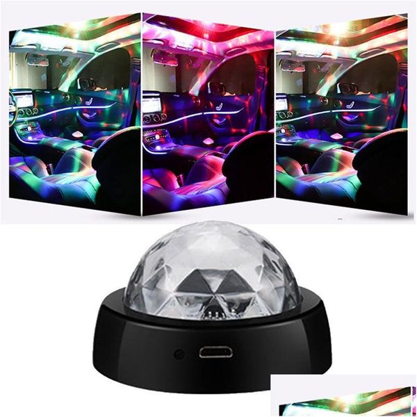 Autres accessoires d'intérieur Mini Dj Disco Boule de cristal RVB Lumière USB Protable LED Atmosphère Lumières Lampe de scène Flash Drop Livraison Auto Otnzy