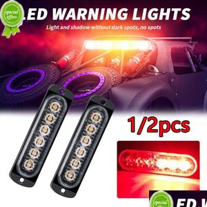 Andere interieuraccessoires Nieuw 6Led Auto Strobe Waarschuwingslampje Grill Knipperend Pech Noodvrachtwagen Trailer Beacon Lamp Led Waterpro Dhabo