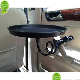 Autres accessoires d'intérieur Nouveau plateau de nourriture de voiture avec support de serrage Table à manger pliante Porte-boissons Palette Siège arrière Tasse d'eau pivotant Dr Dhts6