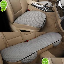 Autres accessoires d'intérieur Nouveau siège de voiture en lin ER coussin avant arrière chaise arrière respirant tapis de protection 5 couleurs livraison directe Auto Dhdq6