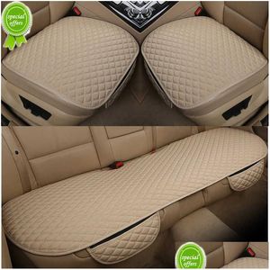 Autres accessoires d'intérieur Nouveau siège de voiture en lin Er avant arrière coussin en tissu de lin coussin de protection respirant tapis de style intérieur camion Su Dhm6B