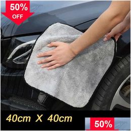 Autres accessoires d'intérieur Nouvelles serviettes de lavage de voiture en microfibre double épaissie P Grand chiffon absorbant pour nettoyer les carreaux de fenêtres Vaisselle Mir Dhjmo