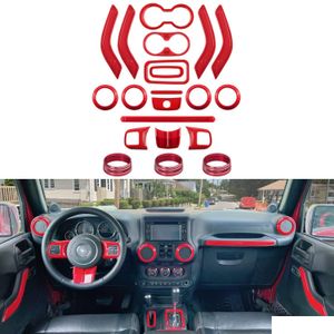 Overige interieuraccessoires Stuurwiel Middenconsolebekleding Pookknoppen Frame Luchtuitlaat Er Fit voor Jeep Wrangler Jk Jku 2011-Dhjon