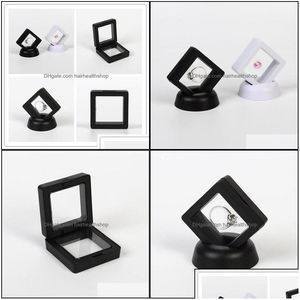 Andere items Nagelsalon Gereedschap Mode Pe-koffers Displays Vierkant 3D-albums Zwevende framehouder Zwart Wit Muntautomaat Sieradendisplay Sho Dhxjt