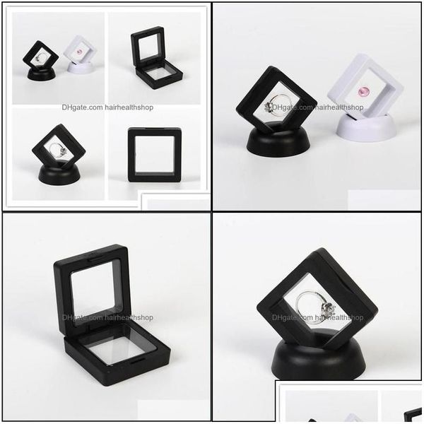 Otros artículos Herramientas de salón de uñas Cajas de moda Pe Pantallas Álbumes cuadrados en 3D Soporte de marco flotante Caja de monedas blanca y negra Exhibición de joyería Sho Dh5Tf