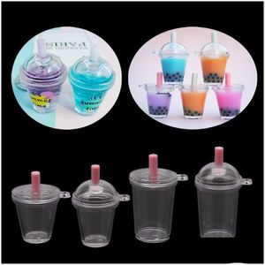 Otros componentes de joyería 10 piezas Mini Frappuccino Taza de café Casa de muñecas Miniatura Simulación Pastel de plástico Tazas de crema Llavero Fabricación de joyería Dhowi