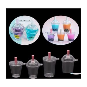 Otros componentes de joyería 10 piezas Mini Frappuccino Cup Coffee Dollhouse Miniatura Simation Plastic Cake Cream Cups Llavero Making Drop Dh4Me