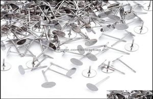 Autres composants de découvertes de bijoux 500pcs 4 5 6 8 mm en acier inoxydable Post de boucle d'oreille Épingles de base de calice cabochon paramètres plats 9510098