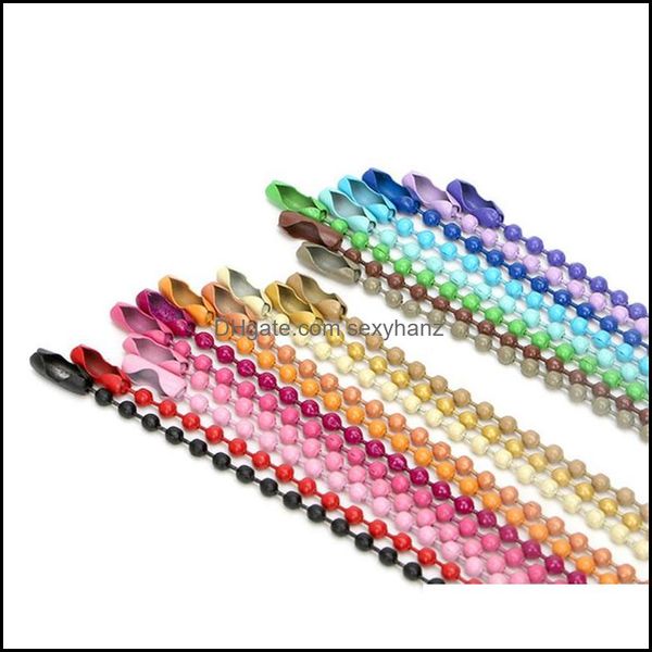 Autres composants de résultats de bijoux 50pcs / lot 2,4 mm chaînes de perles à billes perlées adaptées au porte-clés porte-clés poupées étiquette étiquette à main connecteur bricolage 12 cm / 4