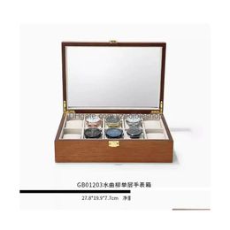 Autres pochettes de bijoux Boîte de rangement de montre en bois Boîtes Mtiple Lumière Luxe Mécanique Drop Livraison Résultats Composants Dhjg6