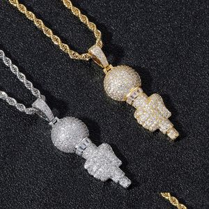 Overige sieradensets 18K gouden microfoonketting Koper Zirkonia Hiphopkettingen 60 cm gouden kettingen Jongens Rap Set voor vrouwen Me Dhost