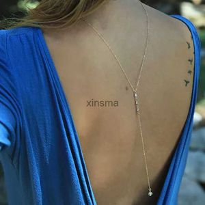 Overige Sieraden Sets Terug Ketting Sexy Lange Ketting Kristallen Hanger Backless Jurk Accessoires Lichaamssieraden Voor Vrouwen Strand Cadeau YQ240204