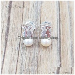 Overige Sieradensets Beer 925 Sterling Sier Oorbellen Voor Dames Puppy's Schattig Charms Studs Bruiloft Verjaardagscadeau Zwart Oorring Sy Dhwrh