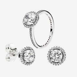 Autres ensembles de bijoux Big Cz Diamond Ring And Earring 925 Sterling Sier Pour Pandora Femmes Élégantes Anneaux De Mariage Boucles D'oreilles Ensemble Avec Dh2Ae