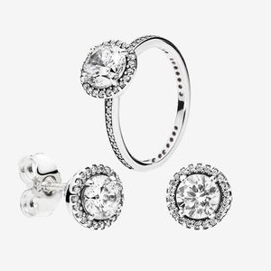 Autres ensembles de bijoux Big Cz Diamond Ring And Earring 925 Sterling Sier Pour Pandora Femmes Élégantes Anneaux De Mariage Boucles D'oreilles Ensemble Avec Dhvtn