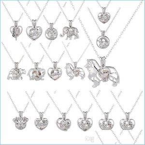 Autres Ensembles De Bijoux Cage Pendentif Collier Amour Souhait Naturel Perle D'eau Douce Creux Coeur Médaillon Colliers Femmes Filles De Mode Jewelr Dhd46