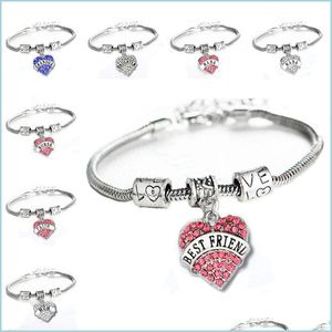 Andere sieraden Sets Diamond Love Heart Bracelet Crystal Mom tante dochter Grandma geloof Hope Vrienden bedel Bracebanden vrouwen kinderen dhnm7
