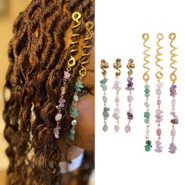 Andere sieraden Sets mode bengelen dreadlock kristallen kristallen steen gevlochten haar dread mouwen accessoires etnische hoofddeksels 230422