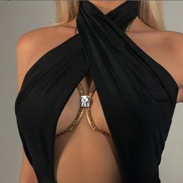 Autres ensembles de bijoux mode vente chaude accessoires carré pierres précieuses strass repose-poitrine Sexy Bikini corps chaîne chaîne