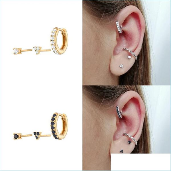 Otros conjuntos de joyas Genuino 925 Sterling Sier Vintage Earring Bohemia Bling Turquoise Piercing Stud Pendientes para mujeres niñas amantes C Dhsi3