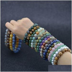 Autres ensembles de bijoux Bracelet de perles de pierre naturelle Yoga Gemstone Healing Crystal Stretch Bracelets pour hommes Femmes Mode Will et S Dhtpy