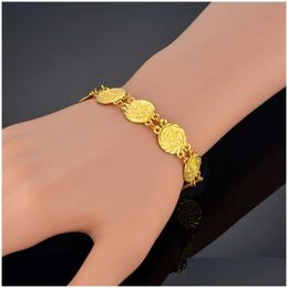 Andere sieraden sets ketting armband oorringen sieraden relius munt islamitische bruids vrouwen gouden kleur Allah feest 14K geel goud dro dhvcr