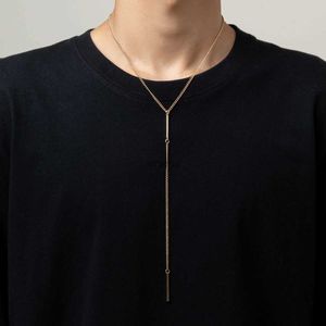 Overige Sieradensets PuRui Minimalistische Metalen Y-vormige Choker Ketting Sexy Lange Kwast Hanger Voorborst Ketting Trend Hiphop Heren Sieraden YQ240204