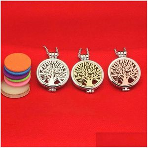 Autres ensembles de bijoux Arbre de vie Aromathérapie Huile essentielle Diffuseur Collier ouvrable Médaillon Chaînes Glow dans les colliers sombres Femmes C Otx5A