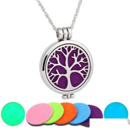 Andere sieraden Sets Tree of Life Cross Snowflake Necklace Luminous aromatherapie roestvrij staal per oliediffuser Essenti￫le kettingen Dhiks