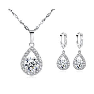 Autres ensembles de bijoux Goutte d'eau Zircon Ensemble Collier Cadeau Amazon Meilleure vente Angel Tears Micro Delivery Dhgarden Dhhhl