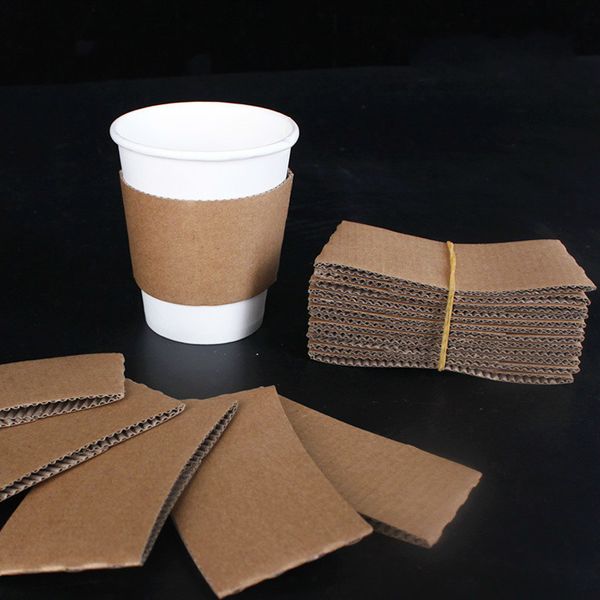 Otra cocina Comedor Bar 100 PCS Fundas para tazas de café Blanco Marrón Portavasos desechables Papel corrugado Kraft Fundas para tazas de té Anti escaldado Personalizado 221124