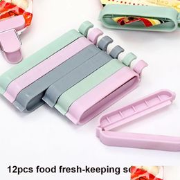 Andere keuken eetbar 12 -stcs/set plastic zak sealer snack verse voedselopslag clips gereedschap accessoires mini vacu￼m afdichting klem dro dhwmp