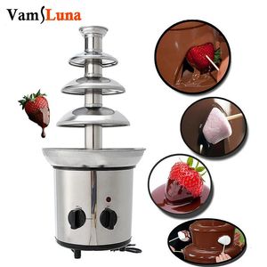 Autre cuisine Bar à manger 4 niveaux en acier inoxydable électrique fondue au chocolat fontaine machine Choco fond trempage chaud pour bonbons beurre 231114