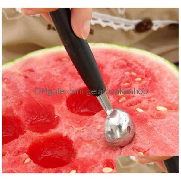 Otro Cocina Comedor Bar Llega Stalinless Steel Cook Dual Double Melon Baller Helado Scoop Fruit Spoon Drop Delivery Home Gar Dhxcc