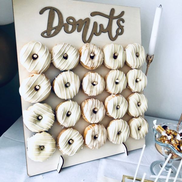 Otro Cocina Comedor Bar DIY Madera Donut Pared País Boda Decoración Mesa Donut Fiesta Decoración Baby Shower Aniversario Cumpleaños Evento Fiesta Descuento