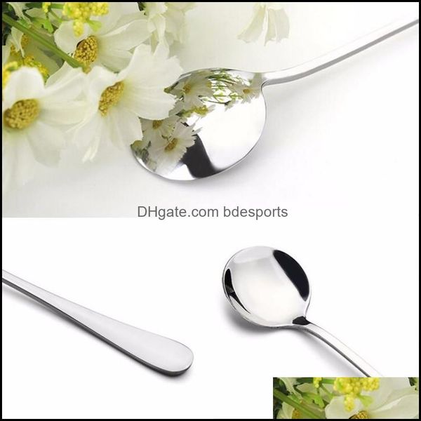 Autre Cuisine Salle À Manger Bar Maison Jardin Chic 2 Pcs Mince Long Manche En Acier Inoxydable Thé Cuillères À Café Crème Glacée Couverts Drop Delivery 2021 Mx