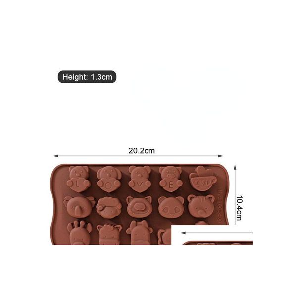 Other Kitchen Dining Bar Home Kitchen Gadget Chocolate Sile Mold 15Well Mini Cartoon Love Bear Baking Cake Decoración Drop Delive Dhrwj