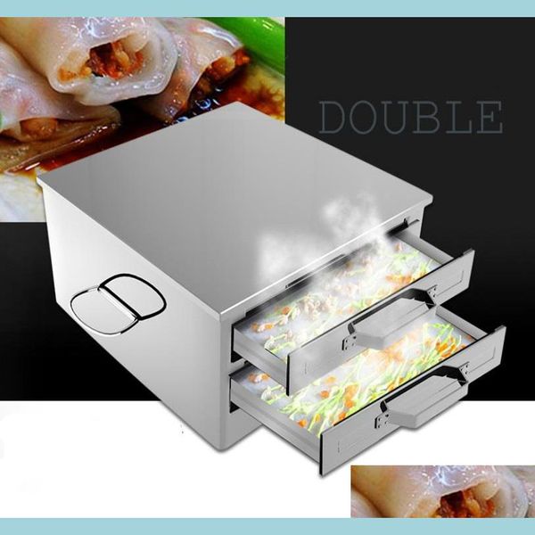 Otra cocina Comedor Bar Hogar Acero inoxidable al vapor Hine Steam Rack Steamer Arroz Leche Horno Herramientas de cocina Der Box Rolls DHKJL