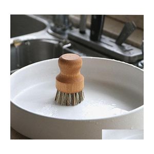 Andere keuken eetbalk palmpot wasborstel houten ronde mini schotel natuurlijke struiken duurzame scrubber korte handgreep reinigingsgerechten k dhdb2