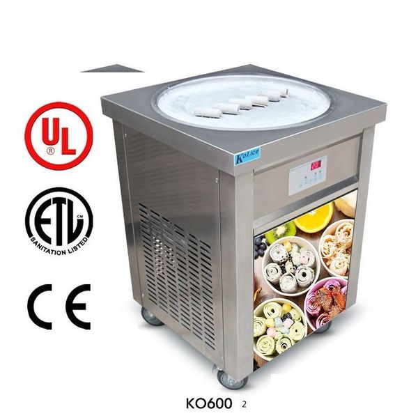 Otra cocina, barra de comedor Envío a puerta Comercial Etl Ce 22 pulgadas Bandeja redonda Cocina Helado tailandés Rollo Hine Instant Fry Icecrea Dh5Eh