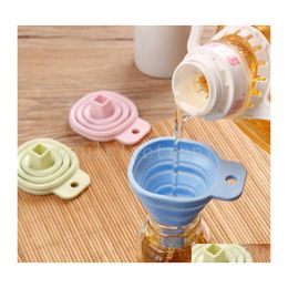 Andere keuken Dining Bar Square Protable Mini Funnel Sile Gel Foldable Style Hopper Kitchen Tools Accessoires Gadget Drop Dhwrd